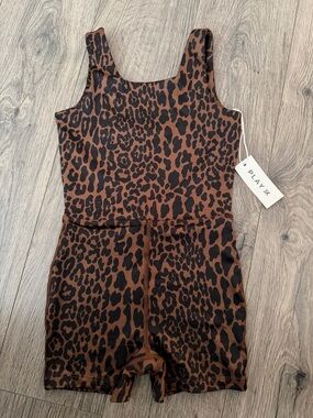 Rylee + Cru Brown and Black Leopard Kids Romper